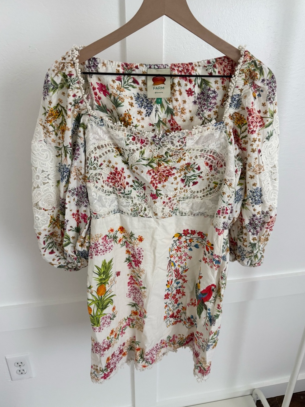Farm Rio Delicate Forest Scarves Mini Dress - Picture 1 of 4